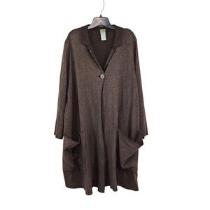 Lilith. Oversized Brown Button Front Wool Blend Cardigan/Jacket. Size Medium.